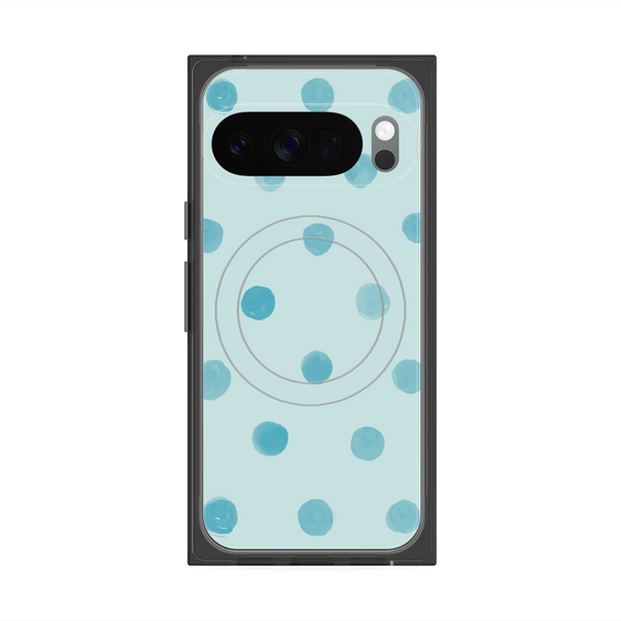 Premium Square Case with Pixelsnap［ Watercolor Dots Retro Color - Light Blue ］