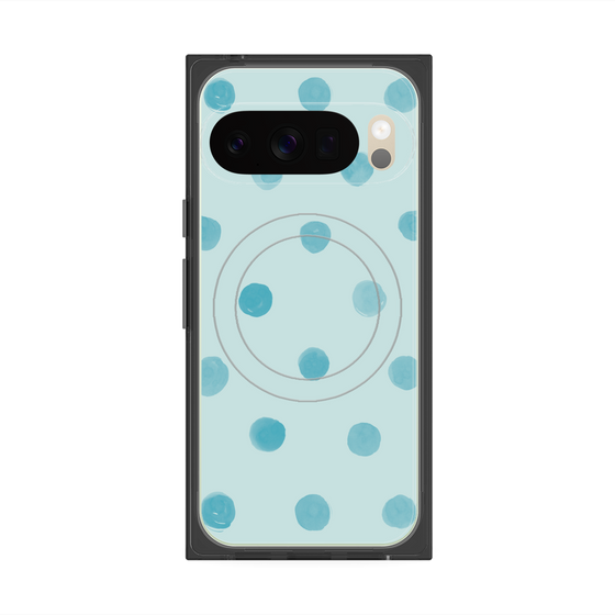 Premium Square Case with Pixelsnap［ Watercolor Dots Retro Color - Light Blue ］