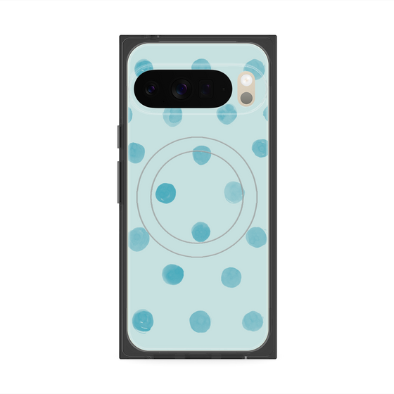 Premium Square Case with Pixelsnap［ Watercolor Dots Retro Color - Light Blue ］