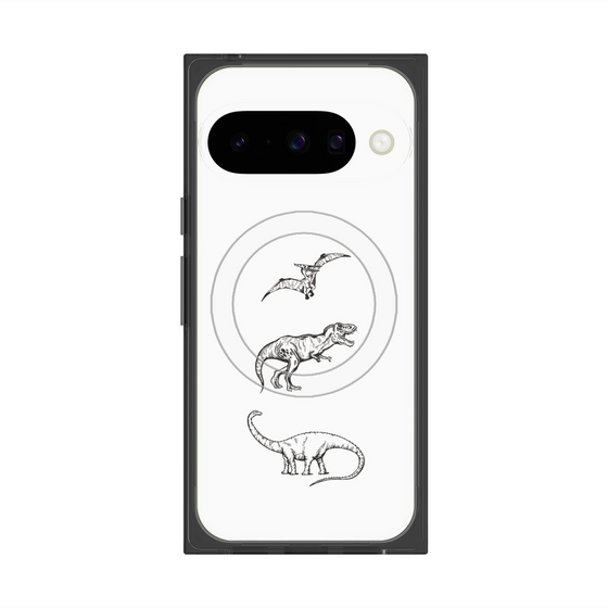 Premium Square Case with Pixelsnap［ Dinosaurs No.1 - White ］