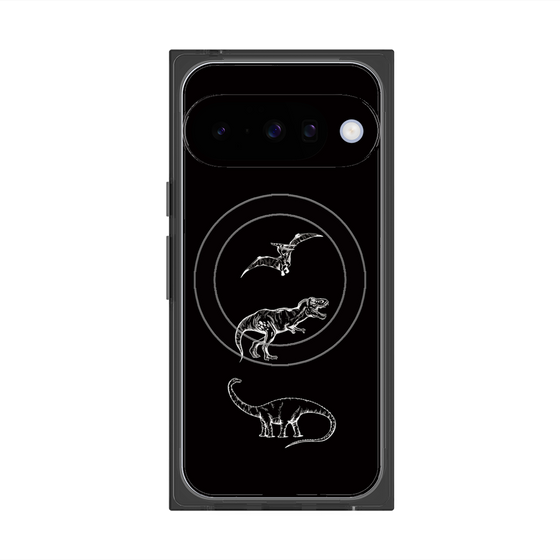 Premium Square Case with Pixelsnap［ Dinosaurs No.1 - Black ］