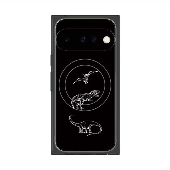 Premium Square Case with Pixelsnap［ Dinosaurs No.1 - Black ］