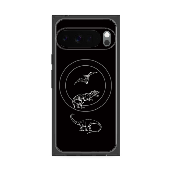 Premium Square Case with Pixelsnap［ Dinosaurs No.1 - Black ］