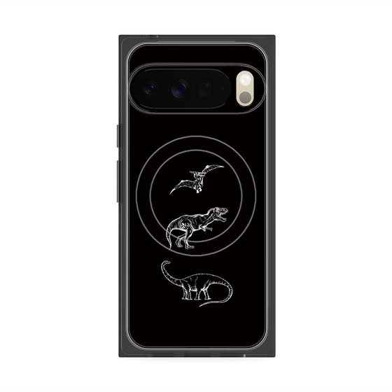 Premium Square Case with Pixelsnap［ Dinosaurs No.1 - Black ］