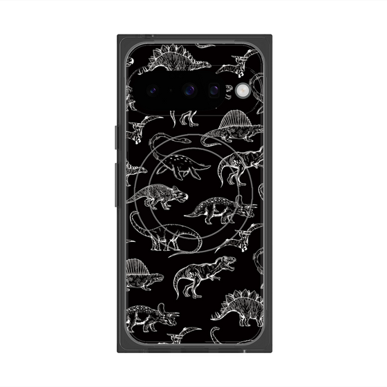Premium Square Case with Pixelsnap［ Dinosaurs No.2 - Black ］