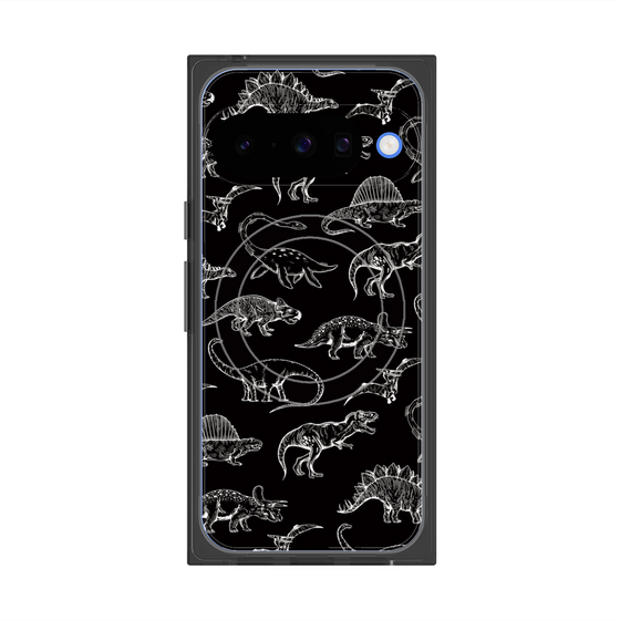 Premium Square Case with Pixelsnap［ Dinosaurs No.2 - Black ］