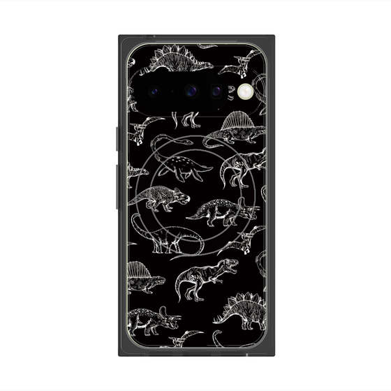 Premium Square Case with Pixelsnap［ Dinosaurs No.2 - Black ］