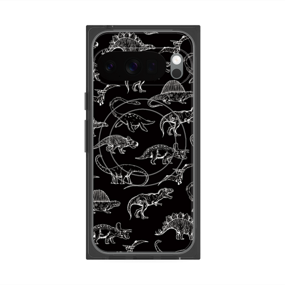 Premium Square Case with Pixelsnap［ Dinosaurs No.2 - Black ］