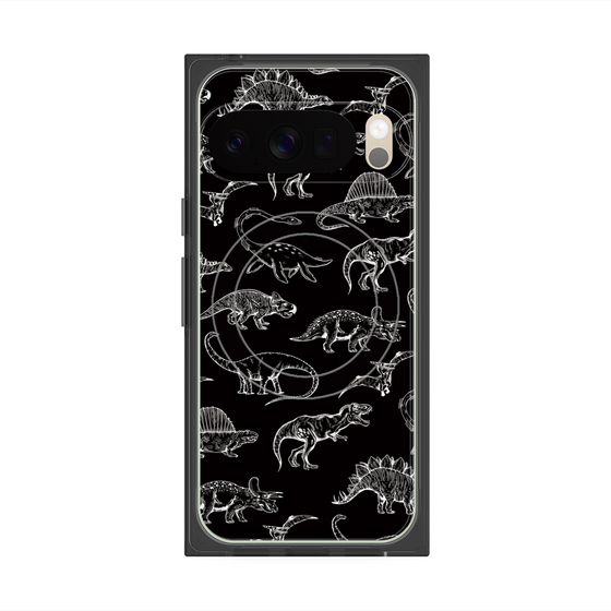 Premium Square Case with Pixelsnap［ Dinosaurs No.2 - Black ］