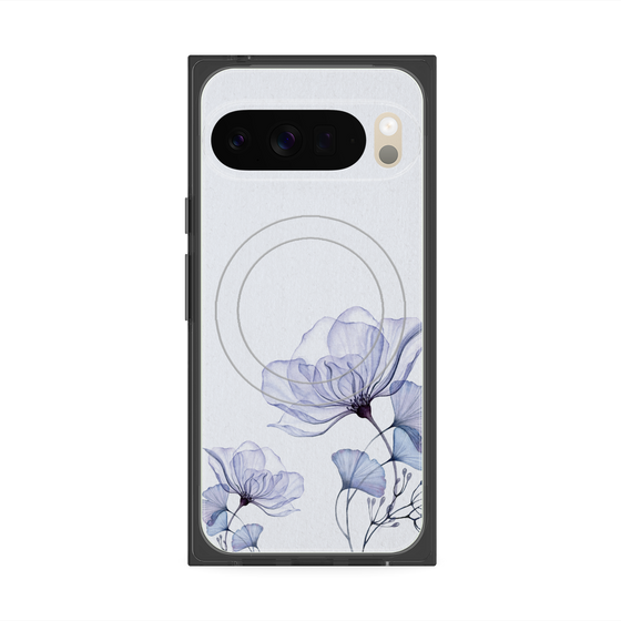 Premium Square Case with Pixelsnap［ Natural Flower - blue ］
