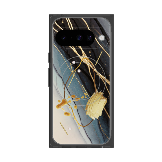 Premium Square Case with Pixelsnap［ Marble Nuance Painting Black ］