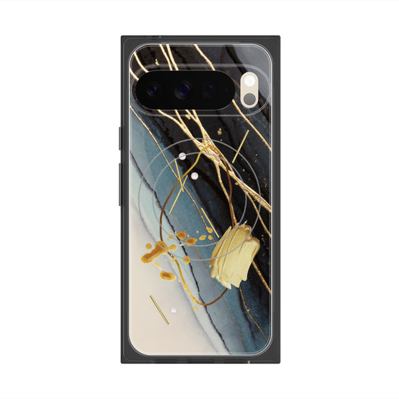 Premium Square Case with Pixelsnap［ Marble Nuance Painting Black ］