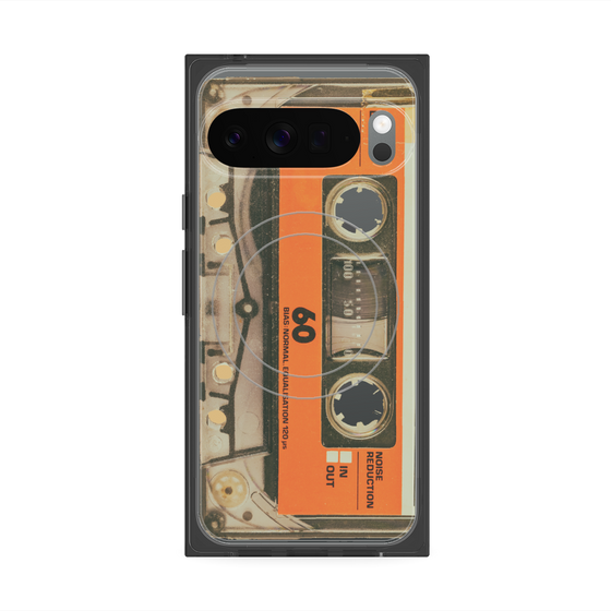 Premium Square Case with Pixelsnap［ RETORO CASSETTE TAPE - Skeleton Orange ］