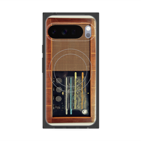 Premium Square Case with Pixelsnap［ RETORO RADIO - Brown ］