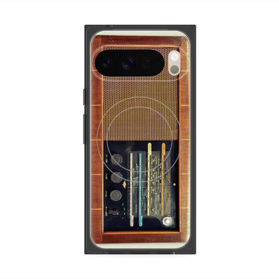 Premium Square Case with Pixelsnap［ RETORO RADIO - Brown ］