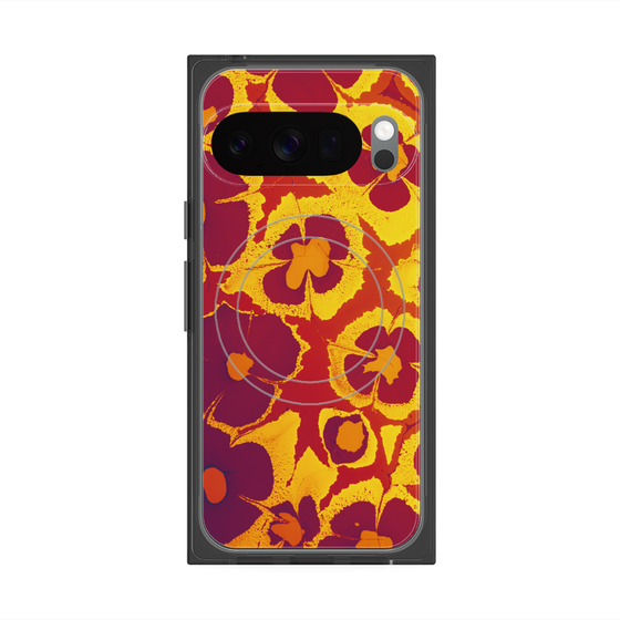 Premium Square Case with Pixelsnap［ y2k(Year2000) - Flower - Orange purple ］