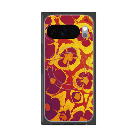 Premium Square Case with Pixelsnap［ y2k(Year2000) - Flower - Orange purple ］