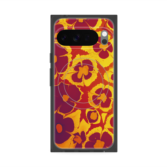 Premium Square Case with Pixelsnap［ y2k(Year2000) - Flower - Orange purple ］