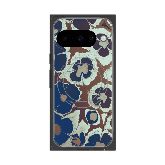 Premium Square Case with Pixelsnap［ y2k(Year2000) - Flower - Brown Navy ］