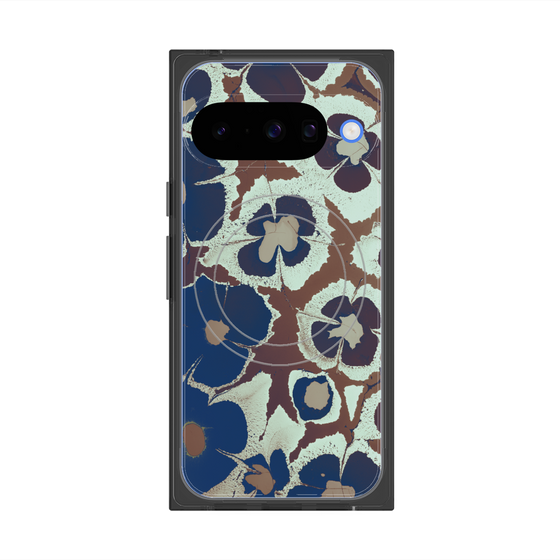 Premium Square Case with Pixelsnap［ y2k(Year2000) - Flower - Brown Navy ］
