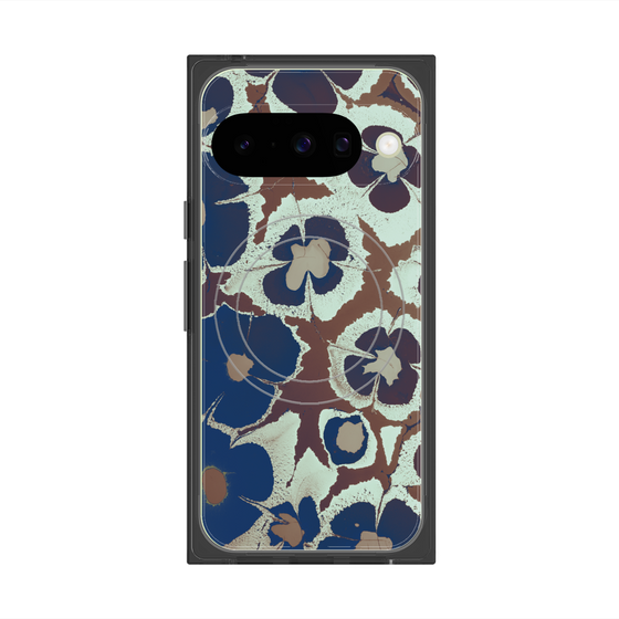 Premium Square Case with Pixelsnap［ y2k(Year2000) - Flower - Brown Navy ］