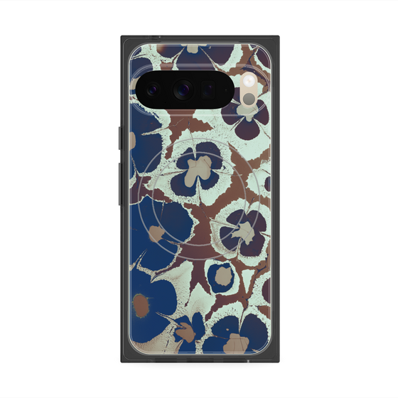 Premium Square Case with Pixelsnap［ y2k(Year2000) - Flower - Brown Navy ］