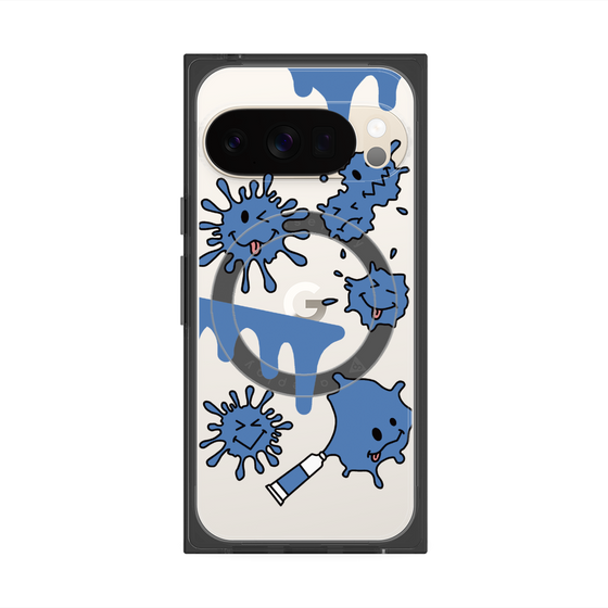 Premium Square Case with Pixelsnap［ PAINTING SMILE Blue ］
