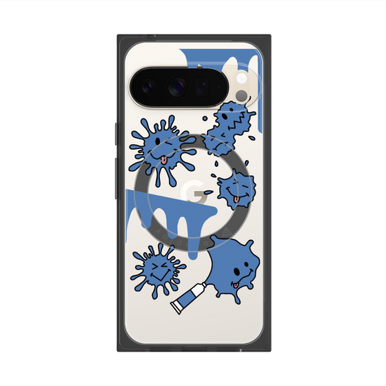 Premium Square Case with Pixelsnap［ PAINTING SMILE Blue ］
