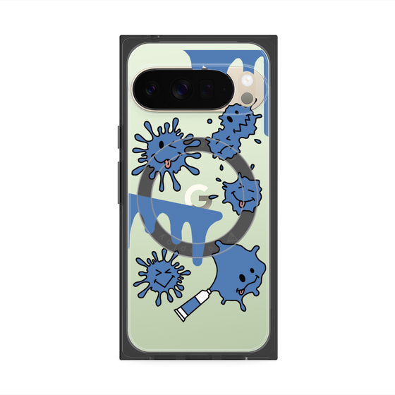Premium Square Case with Pixelsnap［ PAINTING SMILE Blue ］