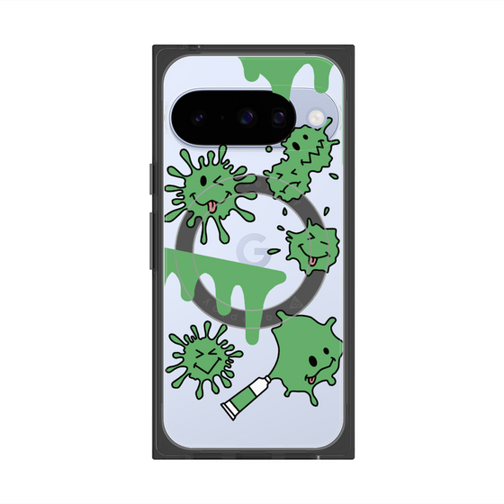 Premium Square Case with Pixelsnap［ PAINTING SMILE Green ］