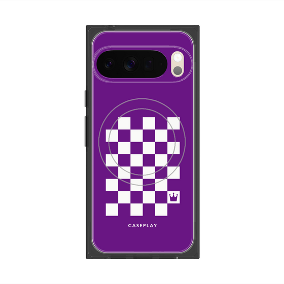 Premium Square Case with Pixelsnap［ Racing Checkered Flag Purple ］