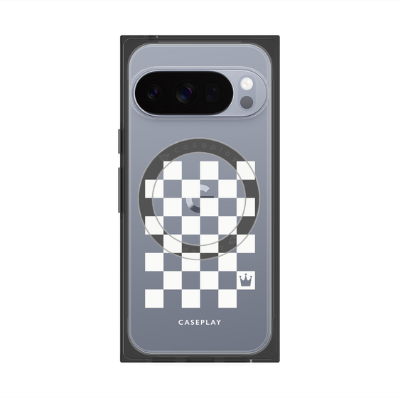 Premium Square Case with Pixelsnap［ Racing Checkered Flag White ］