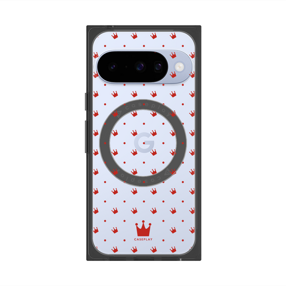 Premium Square Case with Pixelsnap［ CASEPLAY Crown Dots Red ］