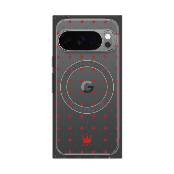 Premium Square Case with Pixelsnap［ CASEPLAY Crown Dots Red ］
