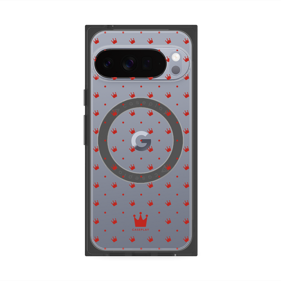 Premium Square Case with Pixelsnap［ CASEPLAY Crown Dots Red ］