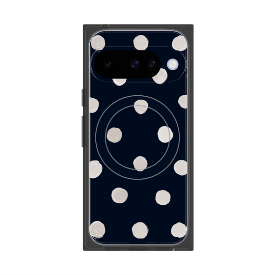 Premium Square Case with Pixelsnap［ Watercolor Dots Retro Color - Navy ］