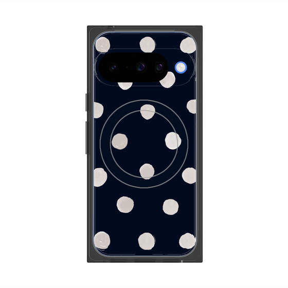 Premium Square Case with Pixelsnap［ Watercolor Dots Retro Color - Navy ］