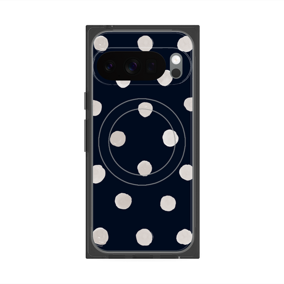 Premium Square Case with Pixelsnap［ Watercolor Dots Retro Color - Navy ］