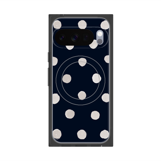 Premium Square Case with Pixelsnap［ Watercolor Dots Retro Color - Navy ］