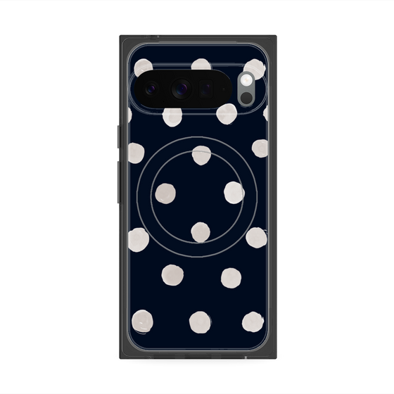 Premium Square Case with Pixelsnap［ Watercolor Dots Retro Color - Navy ］