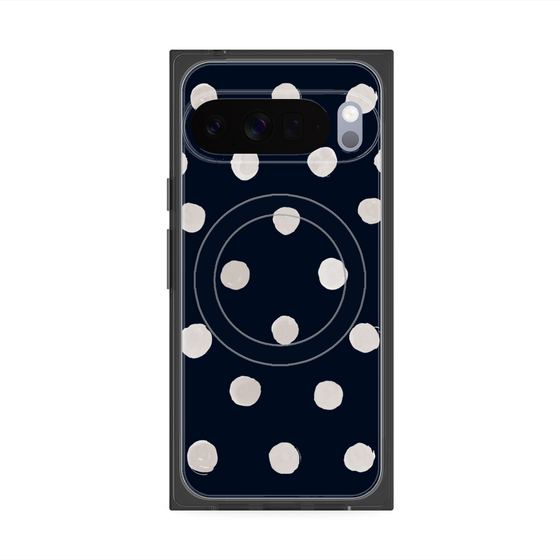 Premium Square Case with Pixelsnap［ Watercolor Dots Retro Color - Navy ］