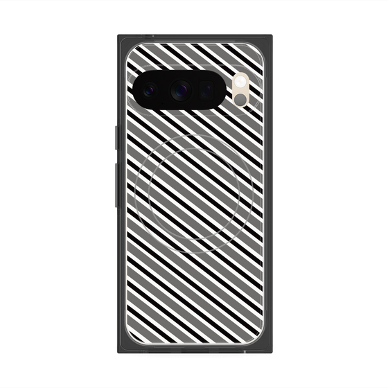 Premium Square Case with Pixelsnap［ Small Stripe - Gray × Black ］