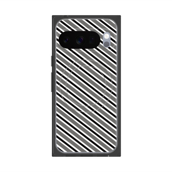 Premium Square Case with Pixelsnap［ Small Stripe - Gray × Black ］