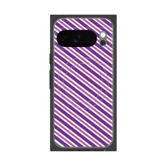 Premium Square Case with Pixelsnap［ Small Stripe - Purple × Pink ］