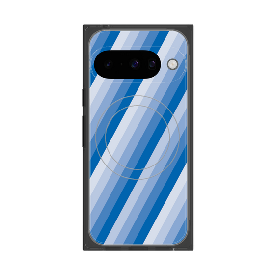 Premium Square Case with Pixelsnap［ Middle Stripe - Blue ］