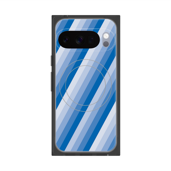 Premium Square Case with Pixelsnap［ Middle Stripe - Blue ］