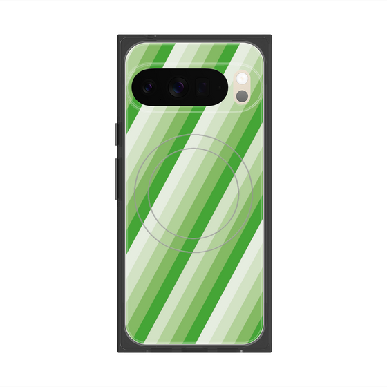 Premium Square Case with Pixelsnap［ Middle Stripe - Green ］