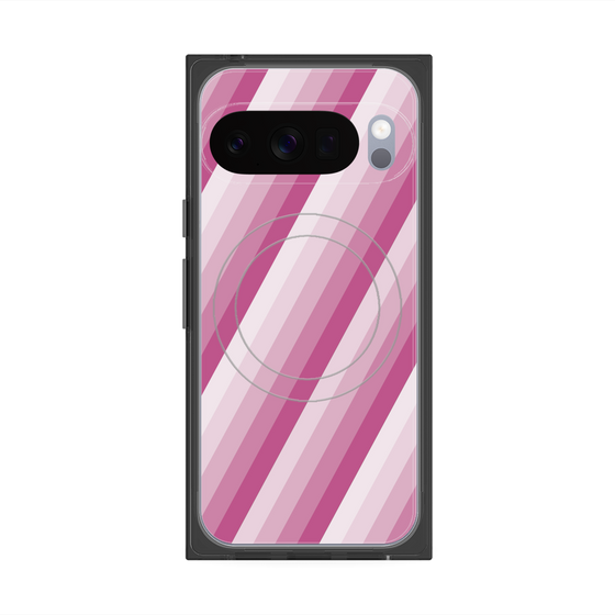 Premium Square Case with Pixelsnap［ Middle Stripe - Pink ］