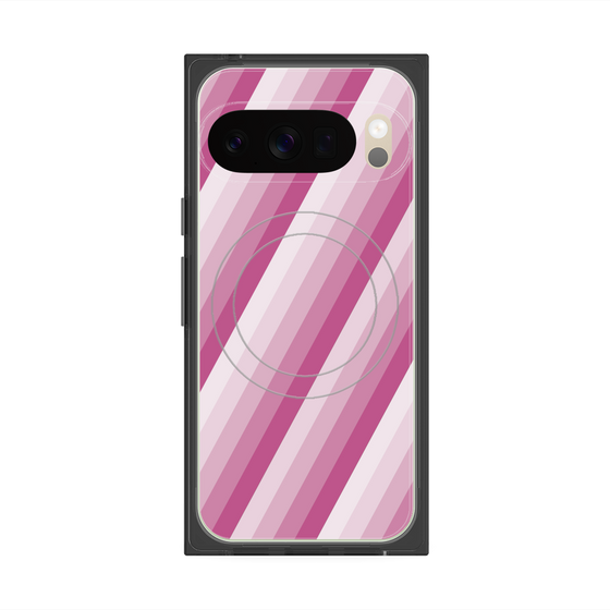 Premium Square Case with Pixelsnap［ Middle Stripe - Pink ］