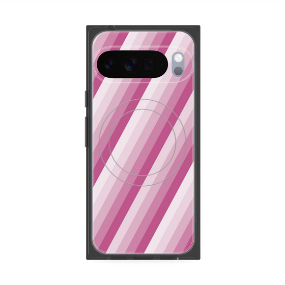 Premium Square Case with Pixelsnap［ Middle Stripe - Pink ］